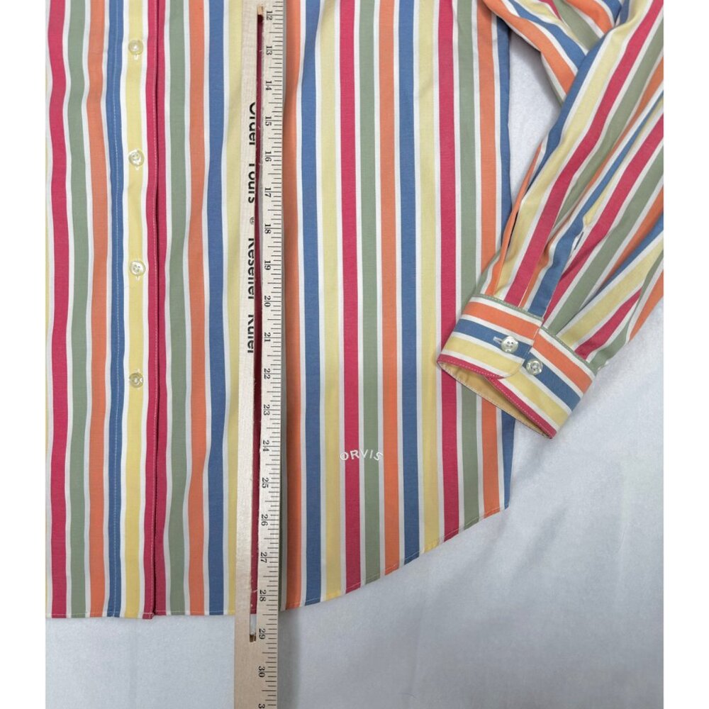 Orvis Blouse Shirt Womans 14 LS Button Front Wrinkle Free Multi Stripes - Picture 7 of 8
